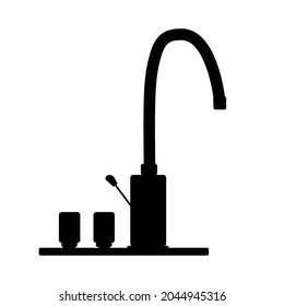 Faucet filter icon isolated on white background. Tap with knob simple sign. Watertap silhouette. Plug for sink. Black symbol for purified water crane. Stock vector illustration