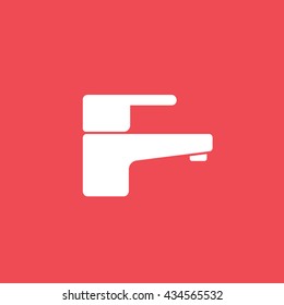 Faucet Flat Icon On Red Background