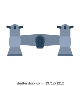 Faucet front view water illustration vector icon. Drop tap plumbing equipment. Kitchen valve sink. Cartoon home stopcock