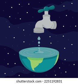 faucet with half earth icon