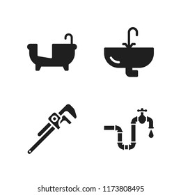faucet icon. 4 faucet vector icons set. sink, pipe wrench and bathtub icons for web and design about faucet theme