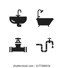 faucet icon. 4 faucet vector icons set. plumbing, pipe valve and bathtub icons for web and design about faucet theme