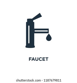 Faucet icon. Black filled vector illustration. Faucet symbol on white background. Can be used in web and mobile.