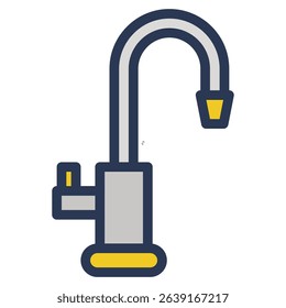 Faucet Icon In color Outline. Flat Outline Style