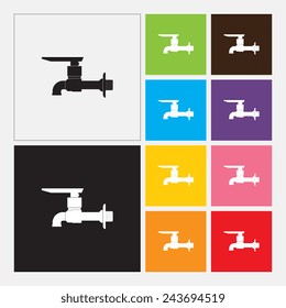 Faucet icon in flat design style. Vector illustration eps 10.