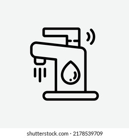 faucet icon, isolated smarthome outline icon in light grey background, perfect for website, blog, logo, graphic design, social media, UI, mobile app