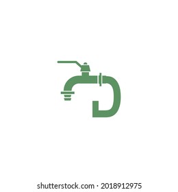 Faucet icon with letter D logo design vector template