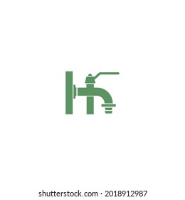 Faucet icon with letter H logo design vector template