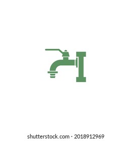 Faucet icon with letter I logo design vector template