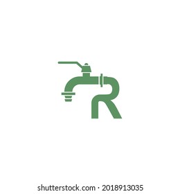 Faucet icon with letter R logo design vector template