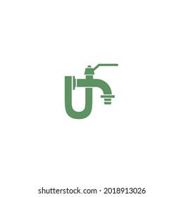 Faucet icon with letter U logo design vector template