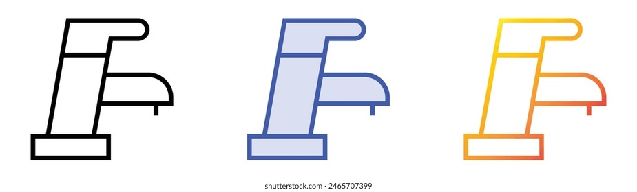 faucet icon. Linear, Blue Fill and Gradient Style Design Isolated On White Background