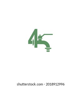 Faucet icon with number 4 logo design vector template