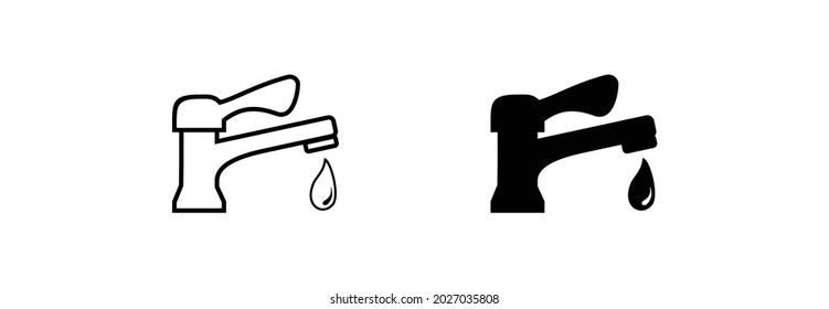 icono de grifo, icono de guardar agua, vector, ilustración de símbolo