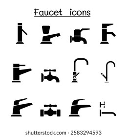 Faucet icon set in glyph style