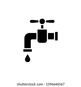 faucet icon template in black flat design on white background, faucet symbol vector sign isolated on white background illustration for graphic and web design