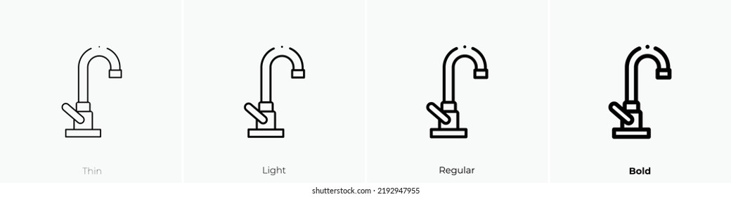 faucet icon. Thin, Light Regular And Bold style design isolated on white background