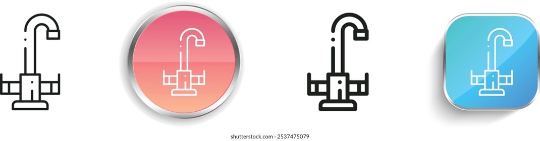 ícone da torneira. Design fino, linear, regular e estilo botão isolado no fundo branco