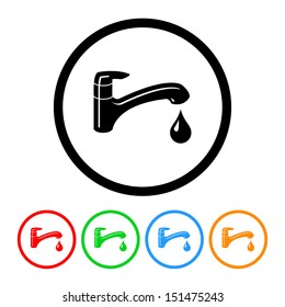 Faucet Icon Vector with Color Variations