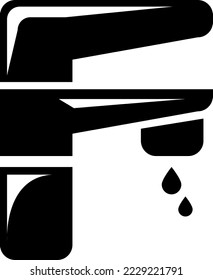 Wasserhahn-Symbol, Vektorgrafik, glypisches Design auf weißem Hintergrund