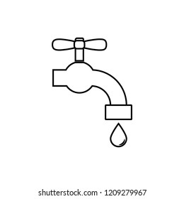 Faucet icon vector isolated on white background, Faucet transparent sign , line or linear sign, element design in outline style