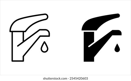 Faucet icon vector set. water tap for sink illustration sign collection on white background