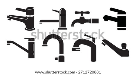 faucet icon vector set water tap for sink illustration sign 