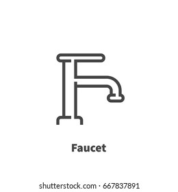 Faucet icon, vector symbol in line style isolated on white background. Editable stroke 48x48 pixel perfect.