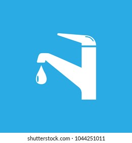 Faucet icon, water tap sign. Blue background. Vector illustration. Flat design.