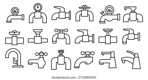 Iconos de grifo Ilustración vectorial de arte de línea
