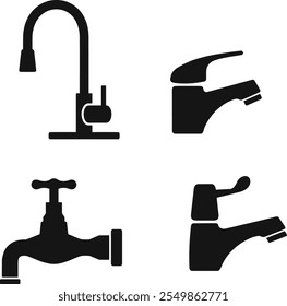 Conjunto de iconos de grifo. Colección de grifo de agua. Vector de stock de estilo plano símbolo de grifo de baño.