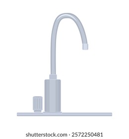 Faucet isolated on white background. Water faucet or mixer tap.Metal crane for plumbing.Plumbing and water supply.Steel chrome plated water supply faucet for bathroom, kitchen sink.Vector illustration