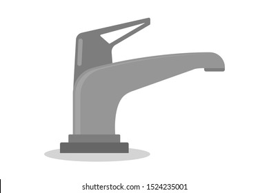 Faucet, kitchen and bathroom tap. Water tool. Isolated vector illustration in flat style