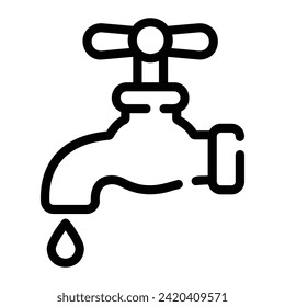 faucet Line Icon Background White