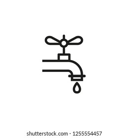 Icono de línea de grifo. Cae, baño, grita. Concepto de agua. Se puede utilizar para temas como fugas, lavado de manos, higiene