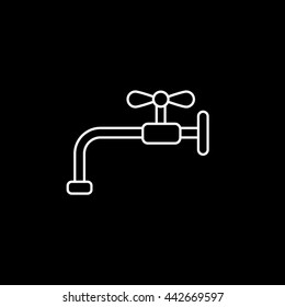 Faucet Line Icon On Black Background