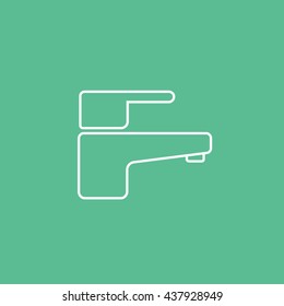Faucet Line Icon On Green Background