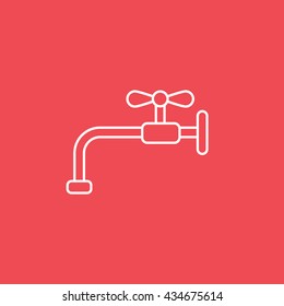 Faucet Line Icon On Red Background