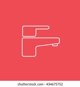 Faucet Line Icon On Red Background