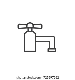 Faucet line icon, outline vector sign, linear style pictogram isolated on white. Water tap symbol, logo illustration. Editable stroke