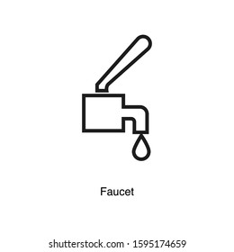 Faucet linear icon vector on white background. Black icon illustration