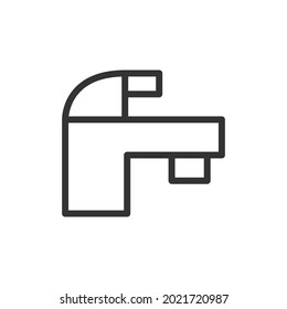 Faucet minimal line icon. Web stroke symbol design. Faucet sign isolated on a white background. Premium line icon.