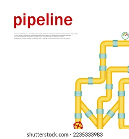 Wasserhahn auf der Pipeline. Designer für Pipeline-Systeme Vektorgrafik von Rohren und Rohren Zeichen. Windgrafik einzeln auf weißem Hintergrund.
