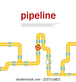 Wasserhahn auf der Pipeline. Designer für Pipeline-Systeme Vektorgrafik von Rohren und Rohren Zeichen. Windgrafik einzeln auf weißem Hintergrund.