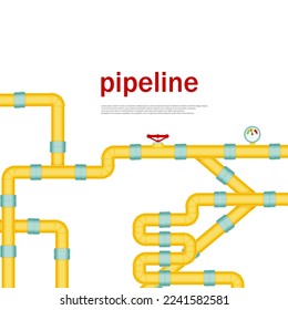 Faucet on the pipeline. Pipeline systems designer. Vector illustration of pipes and pipes sign. Wind illustration isolated on white background.