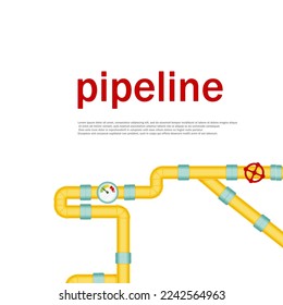 Faucet on the pipeline. Pipeline systems designer. Vector illustration of pipes and pipes sign. Wind illustration isolated on white background.