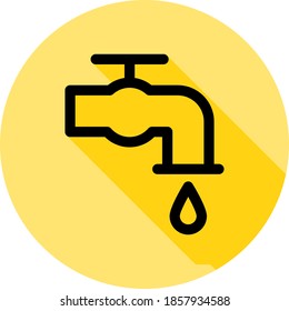 faucet outline icon in long shadow style