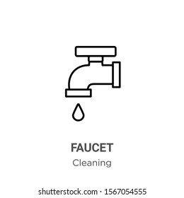 Faucet outline vector icon. Thin line black faucet icon, flat vector simple element illustration from editable cleaning concept isolated on white background
