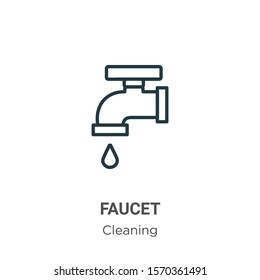 Faucet outline vector icon. Thin line black faucet icon, flat vector simple element illustration from editable cleaning concept isolated on white background