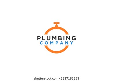 Faucet plumbing industrial logo design rounded pipeline shape